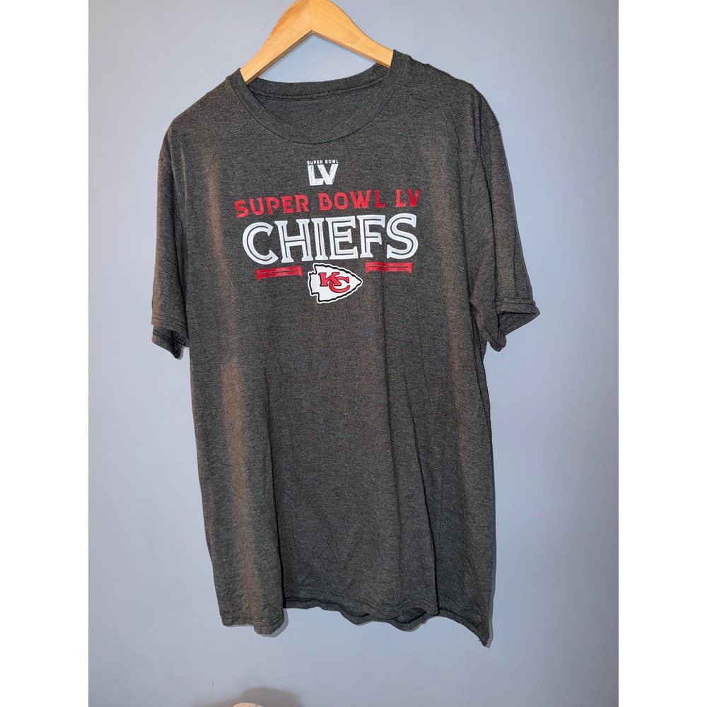 Kansas City Chiefs Super Bowl LV T-Shirt Mens Charcoal Heather Grey Graphic Tee